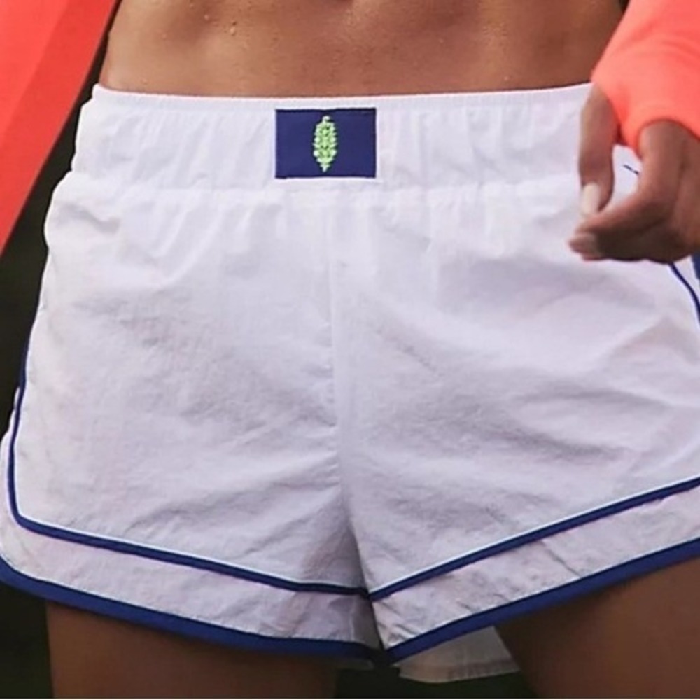 Free People Movement The Way Home Shorts White Navy Blue XL High Rise Athletic